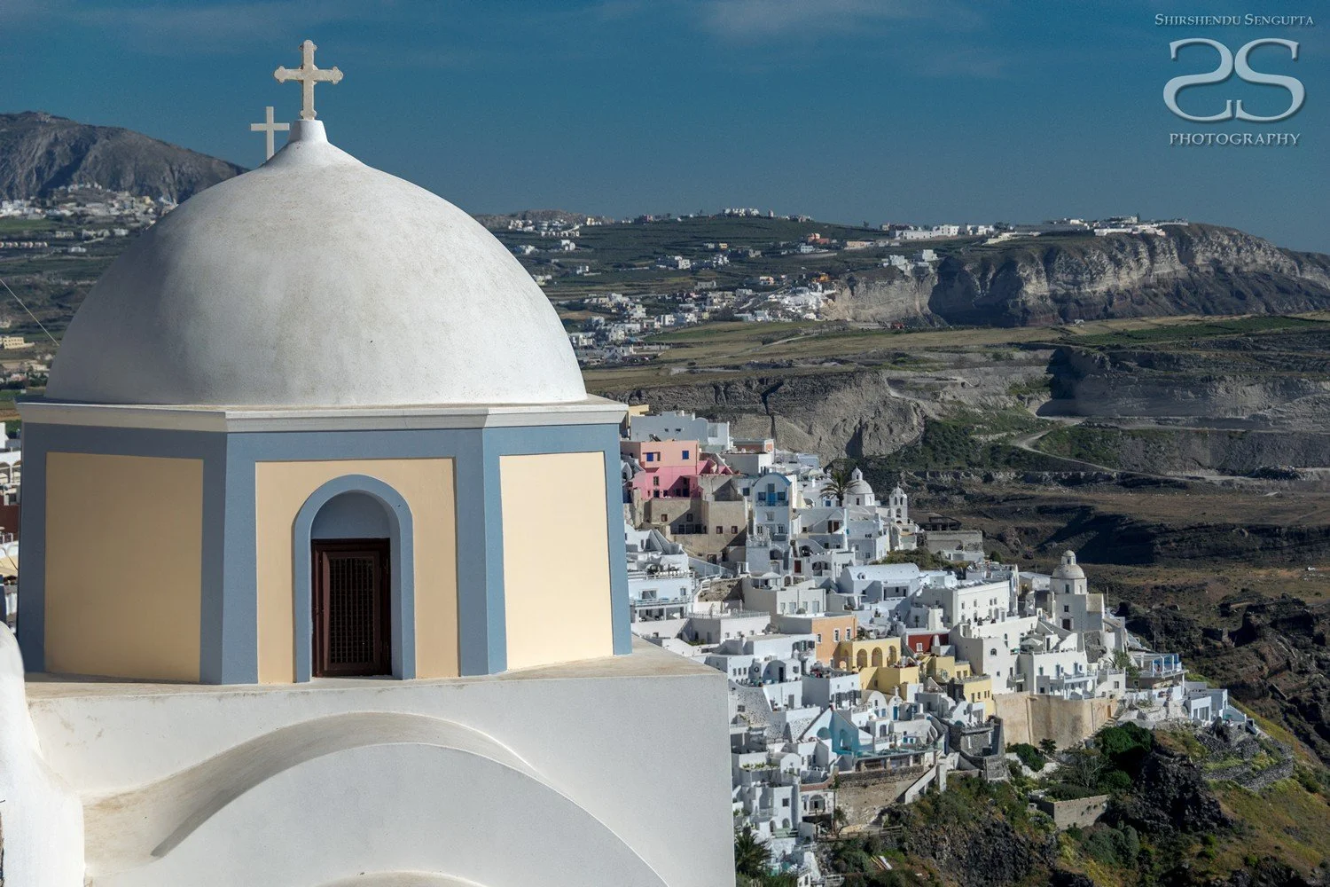 white houses church blue domes oia imerovigli firostefani fira village santorini greece caldera volcanic island